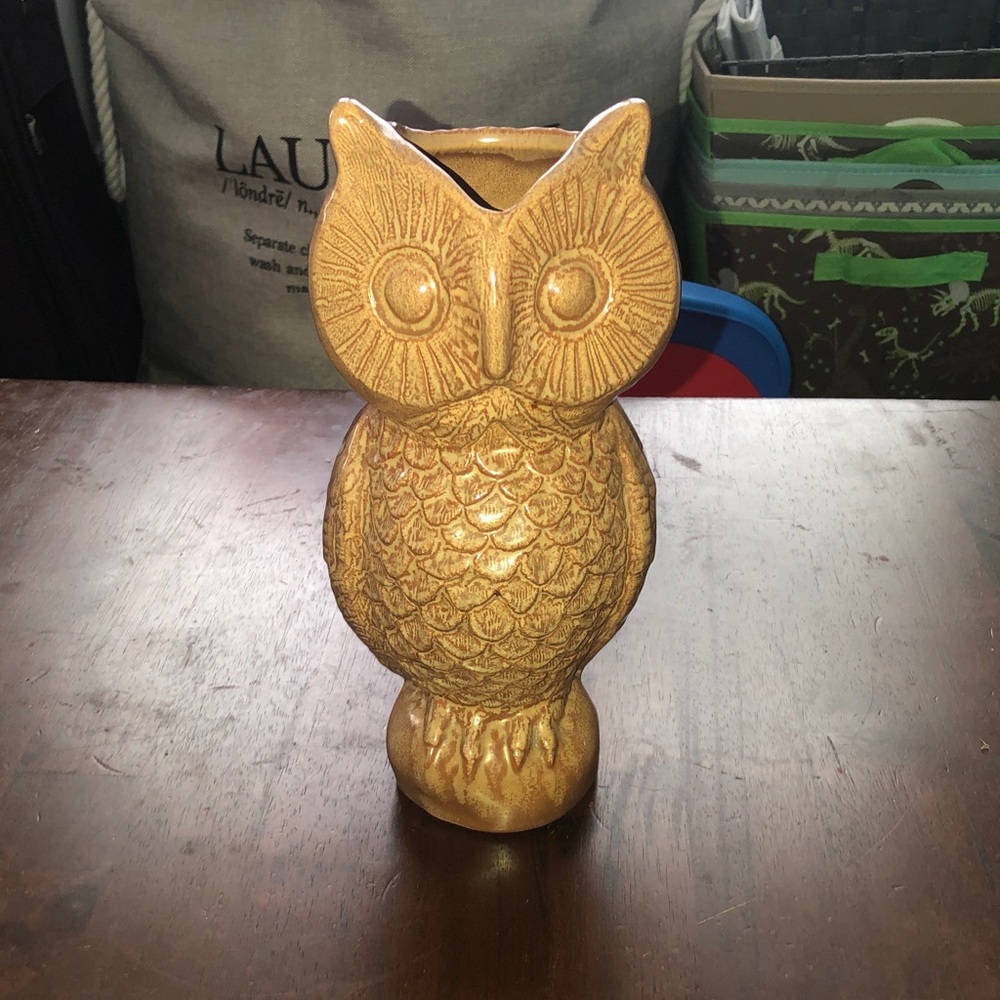 Vintage Handcrafted Owl Ceramic Vase